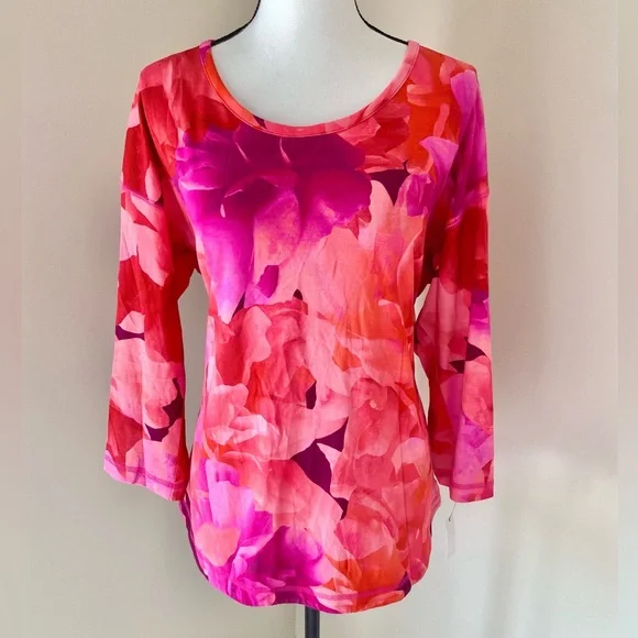 NWT Talbots BLENDED FLORAL CROSS BACK Top Size XL - Picture 3 of 10